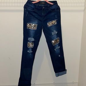 Animal print cutout jeans-never worn
